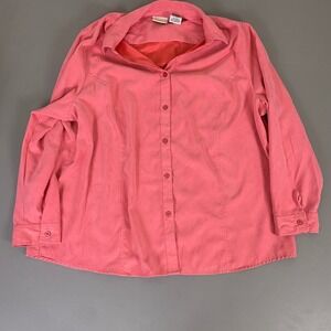 White Stag Button Down Shirt Top Plus Size 3X 22W/24W Woman Coral Pink Blouse